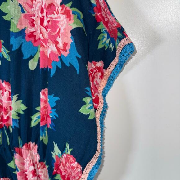 Matilda Jane Swim Cover Up Women’s S Blue Pink Floral Peony Print Tunic Feminine - Picture 9 of 15